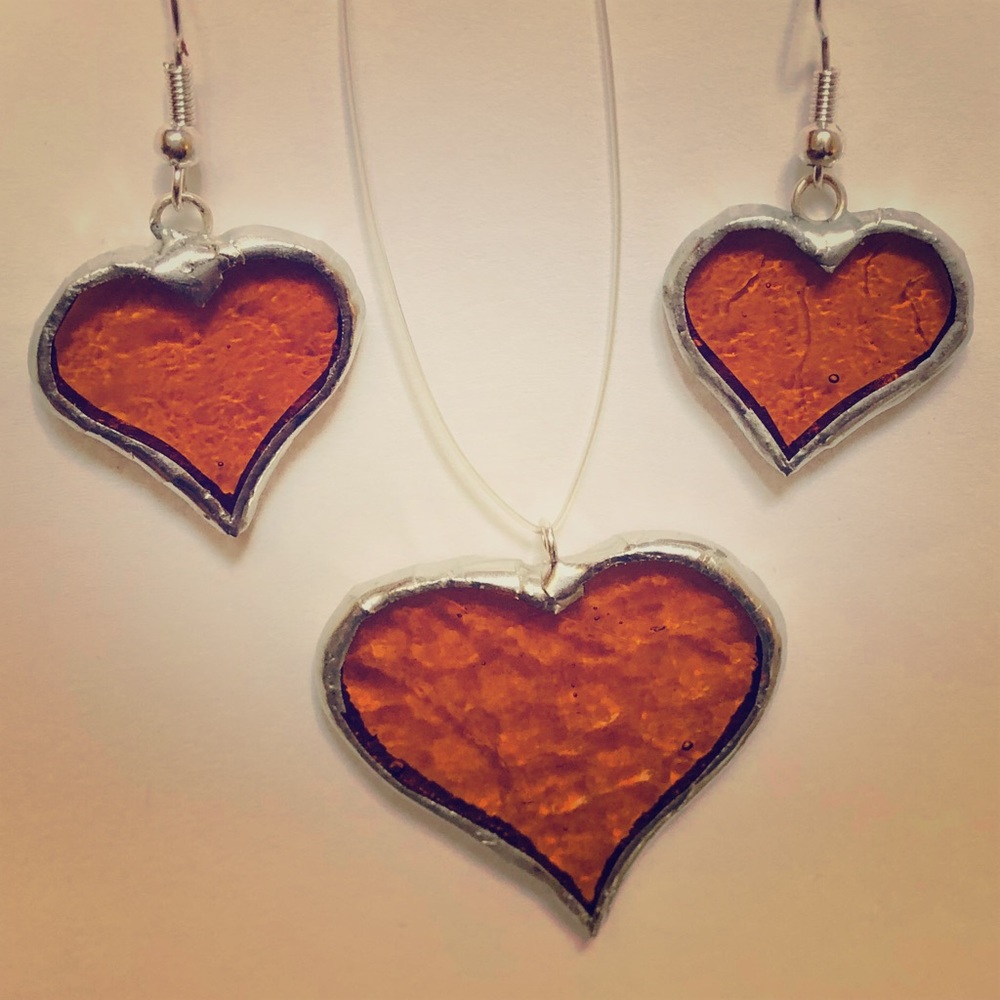 Stained Glass Earrings & Pendant